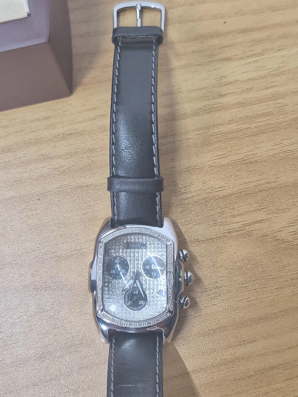 JoJino Joe Rodeo Diamond Chronograph Watch JL-07096 Genuine Hirsch Leather Strap